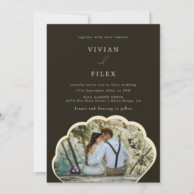 Stylish Dark Green Photo Invitation (Front)