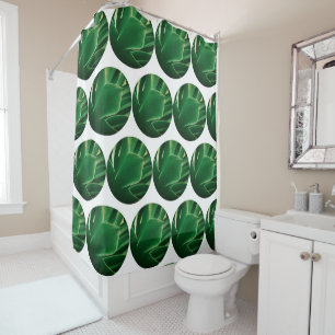 Stylish Dark Green Plant Circles Shower Curtain