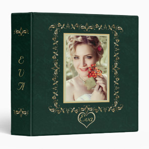 Stylish dark green shabby gold pattern binder