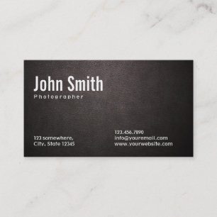 Stylish Dark Leather Photography Business Card