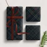 Stylish dark navy blue Christmas plaid holiday Wrapping Paper Sheet<br><div class="desc">This trio of classic navy holiday plaid makes the perfect festive touch to all your Christmas presents. This navy plaid with checks of maroon and hunter green are on trend with the rich festive plaid look. The three sheets features small medium and large scale holiday tartan checks. The moody tilted...</div>