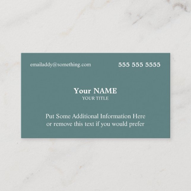 Stylish Dark Teal Business Card (Front)