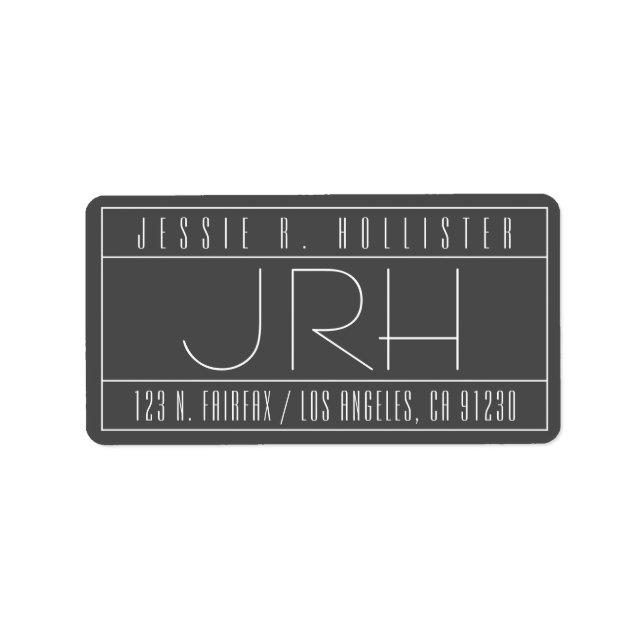 Stylish Deco Vibe | Grey & White Return Address Label (Front)