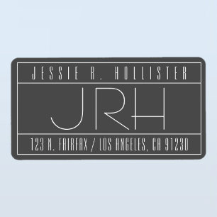Stylish Deco Vibe   Grey & White Return Address Label