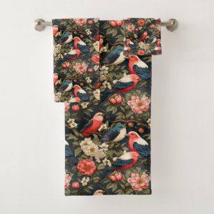 Stylish decorativ Vintage Birds & Flowers Patterns Bath Towel Set