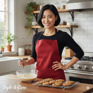 Stylish Deep Christmas Red For Everyday Use Apron
