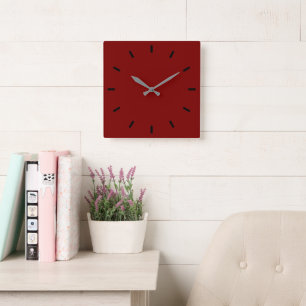 Stylish Deep Red Wall Clock – 10.75" Square