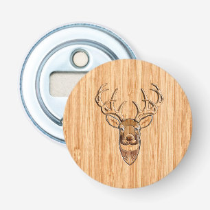 Stylish Deer Head Light Wood Grain Print Bottle Opener