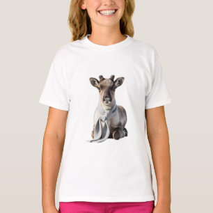 Stylish Deer in Blue Scarf Kids T-Shirt