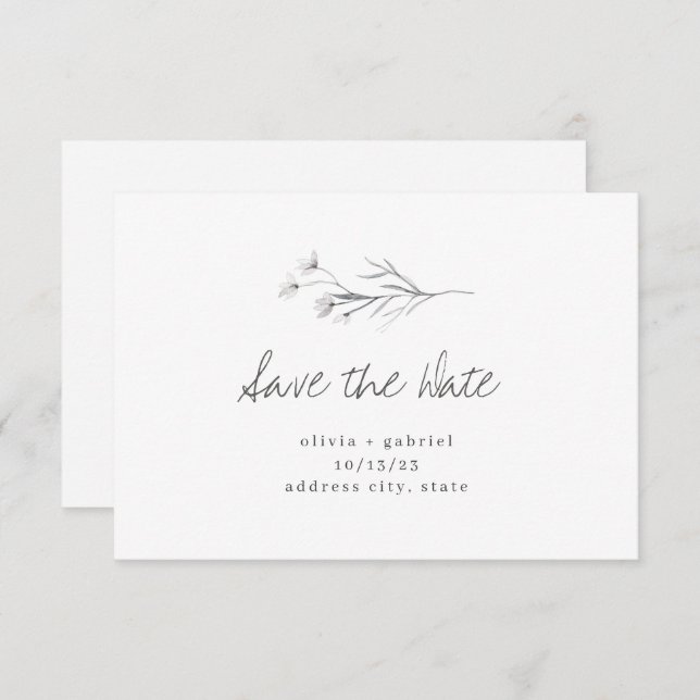 Stylish delicate simple Minimalist Calligraphy Save The Date (Front/Back)