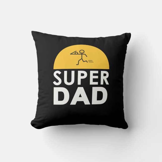 Stylish Design "SUPER DAD" Personalized Wishes Throw Pillow (Front)