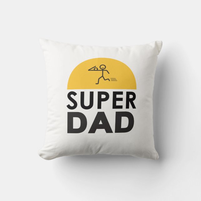 Stylish Design "SUPER DAD" Personalized Wishes Throw Pillow (Front)