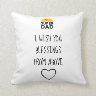 Stylish Design "SUPER DAD" Personalized Wishes Throw Pillow