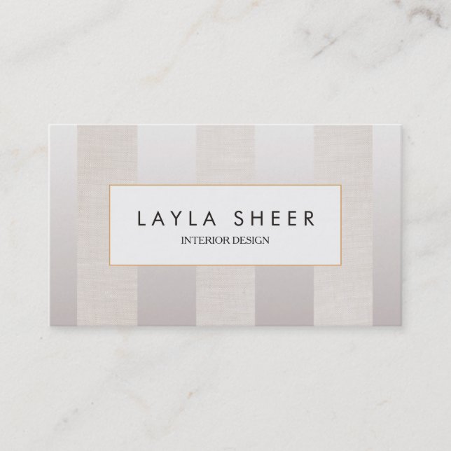 Stylish Designer Faux Shimmer and Linen Stripes 2 Business Card (Front)