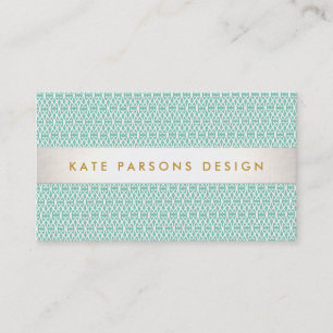 Stylish Designer Modern Mint and White Pattern Business Card