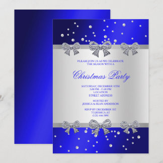Stylish Diamond Bows & Pearls Christmas Invitation