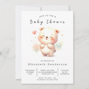 Stylish Digital Bear Baby Shower Invitation