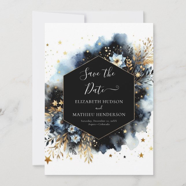 Stylish Digital Celestial Wedding Save The Date (Front)