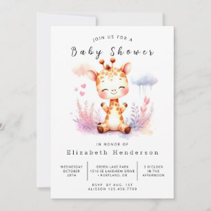  Stylish Digital Giraffe Baby Shower Invitation