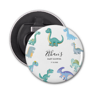 Stylish Dinosaur Baby Shower White Bottle Opener