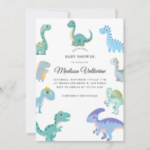Stylish Dinosaur Baby Shower White