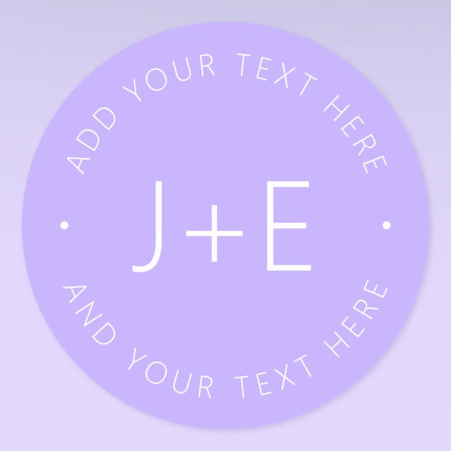 Stylish DIY Couples Monogram & Editable Lavender  Classic Round Sticker (Creator Uploaded)