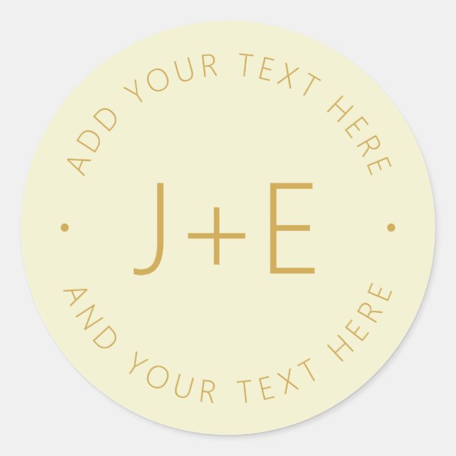 Stylish DIY Couples Monogram & Editable Text Classic Round Sticker (Front)