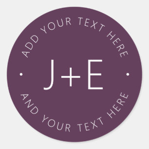 Stylish DIY Monogram & Editable Text Classic Round Sticker