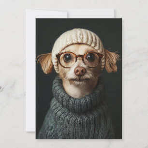 Stylish Dog in Cozy Outfit Invitation