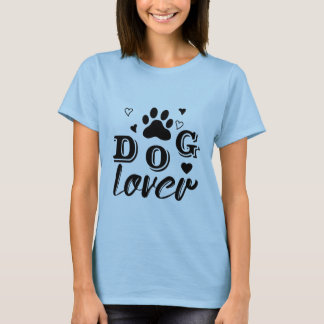 Stylish Dog Lover Design with Paw Print and Hearts T-Shirt