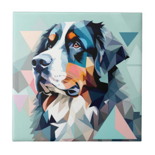 Stylish dog portrait bernese mountain tile