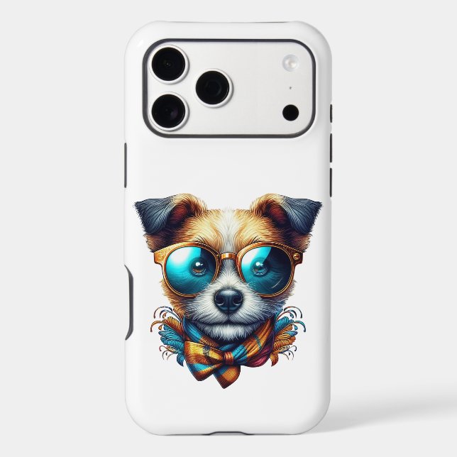 Stylish Dog With Glasses Colorful Modern Pet Art (Back)