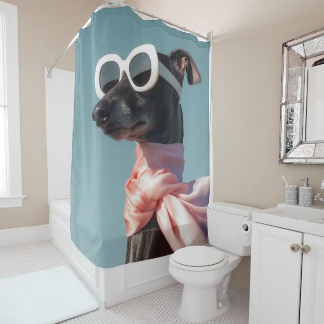 Stylish Dog With Sunglasses Scarf (In Situ)