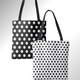 Stylish Double Dots Black and White Polka Dot Tote Bag