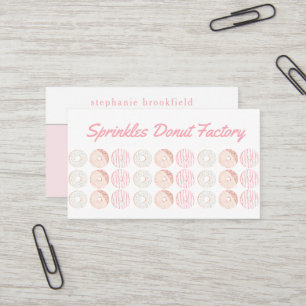 Stylish Doughnut Pattern Pink Bakery Cafe  Business Card