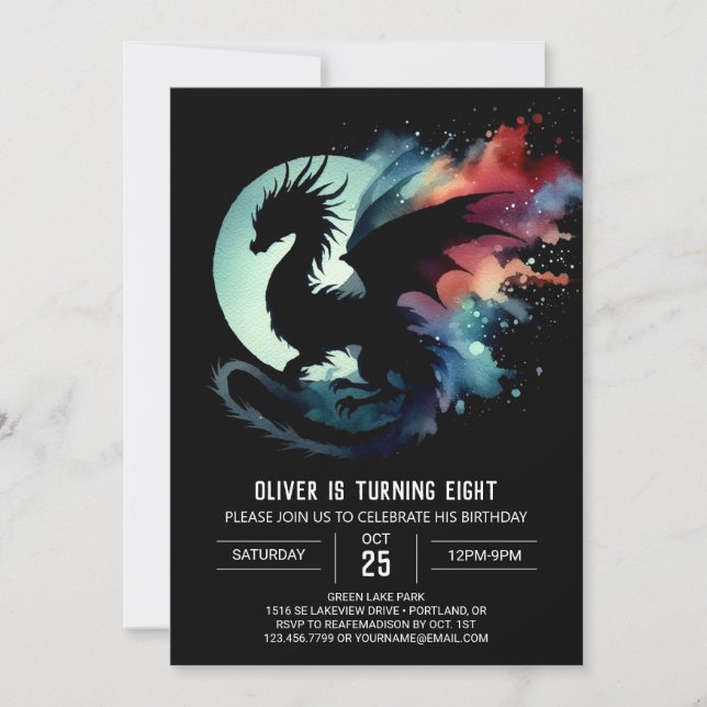 Stylish Dragon Birthday Celebration Invitation (Front)