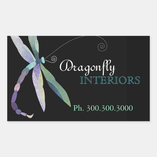 Stylish Dragonfly Business Promotional Sticker (Front)