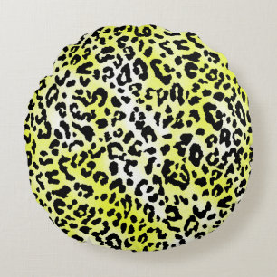 stylish dress pattern design with leopard skin eff round pillow