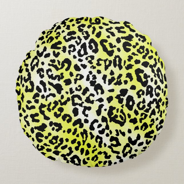 stylish dress pattern design with leopard skin eff round pillow (Front)