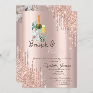 Stylish Drips Brunch & Bubbly Bridal Shower  Invit Invitation