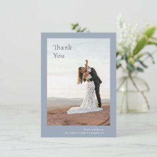 Stylish Dusty Blue Modern Wedding Thank You Card