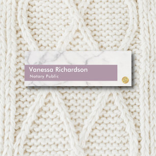 Stylish Dusty Purple & Grey Marble Custom Notary  Name Tag