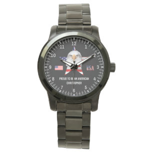 Stylish Eagle, The American Flag, Patriotic Watch