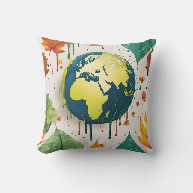 Stylish Earth globes in drips Throw Pillow (Front)