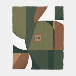 Stylish earthly chic geometric monogram fleece blanket