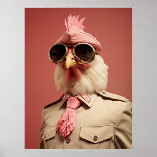 Stylish Easter Chicken Commander Poster