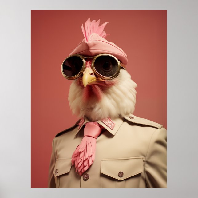 Stylish Easter Chicken Commander Poster (Front)