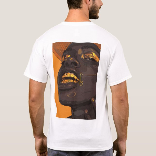 Stylish Ebony Man with Decorations T-Shirt (Back)