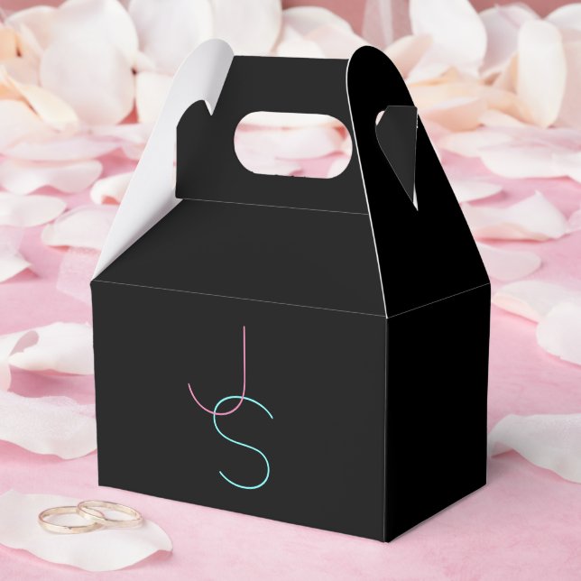 Stylish Editable Any Two Modern Looking Initials  Favor Box (Wedding)