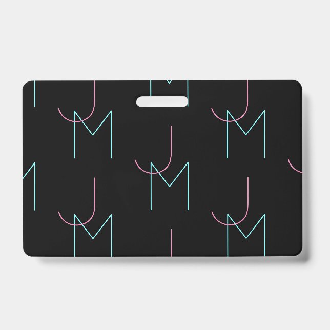 Stylish Editable Any Two Modern Tiled Initials  Badge (Front)